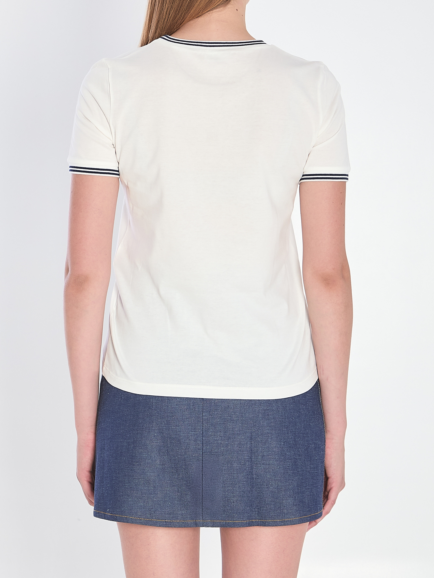 Celine White And Blue 70s Pocket Triomphe Cotton T-shirt In White
