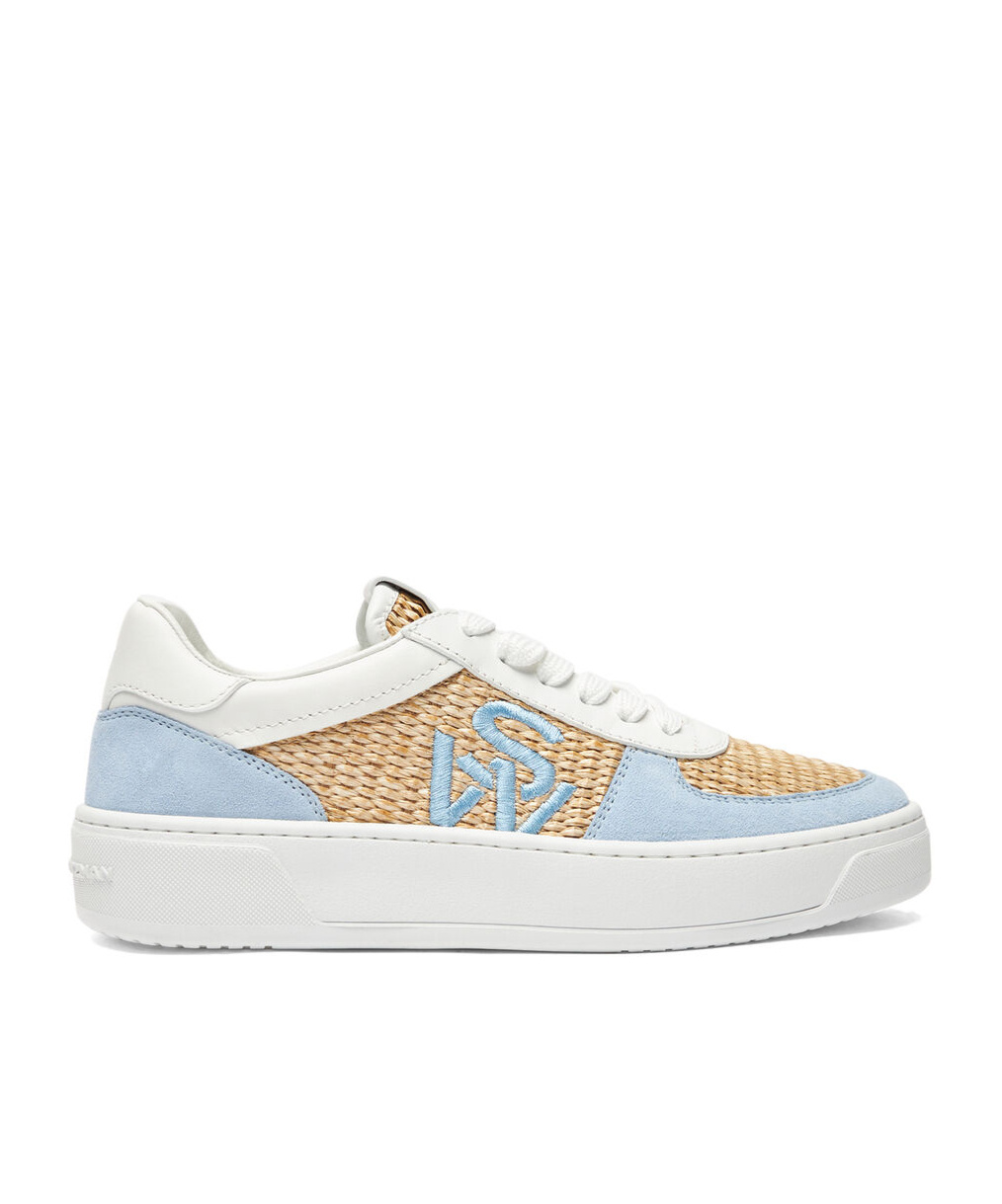 Stuart Weitzman Courtside Panelled Raffia Sneakers In White