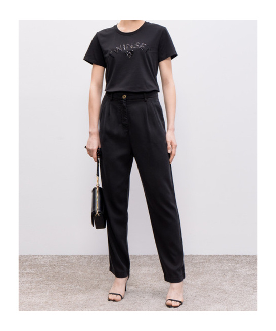 Twinset Front Logo T-shirt In Black