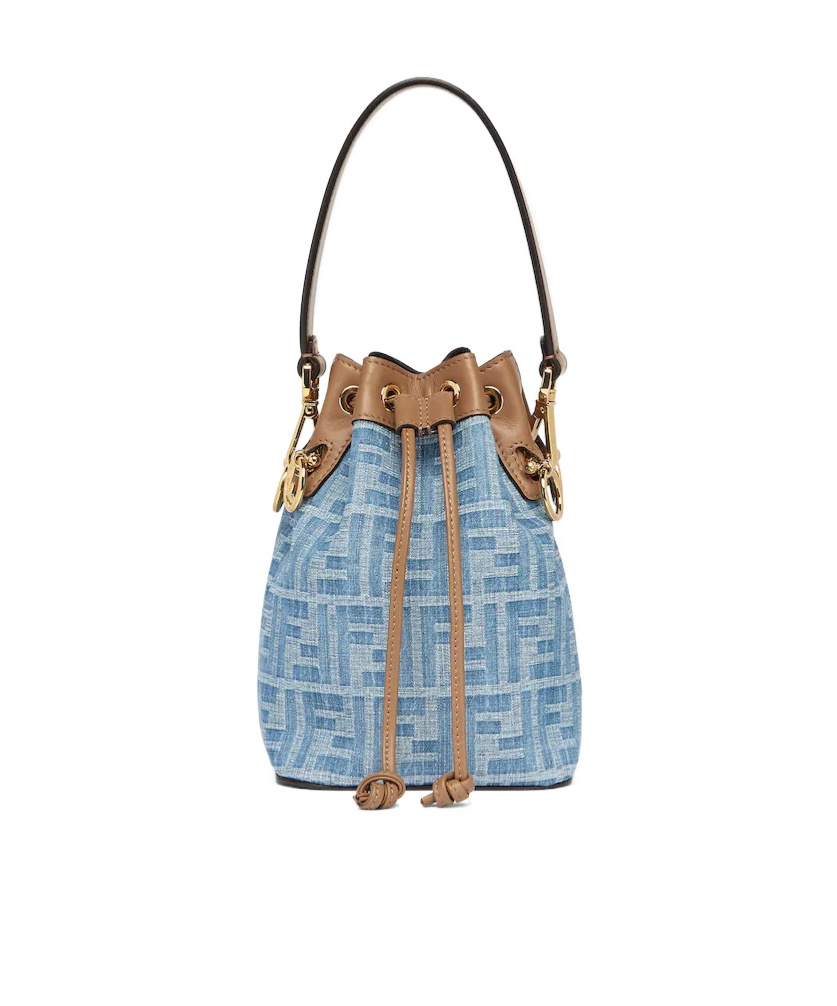 Fendi Drawstring Cross Body Bucket Bag In Blue