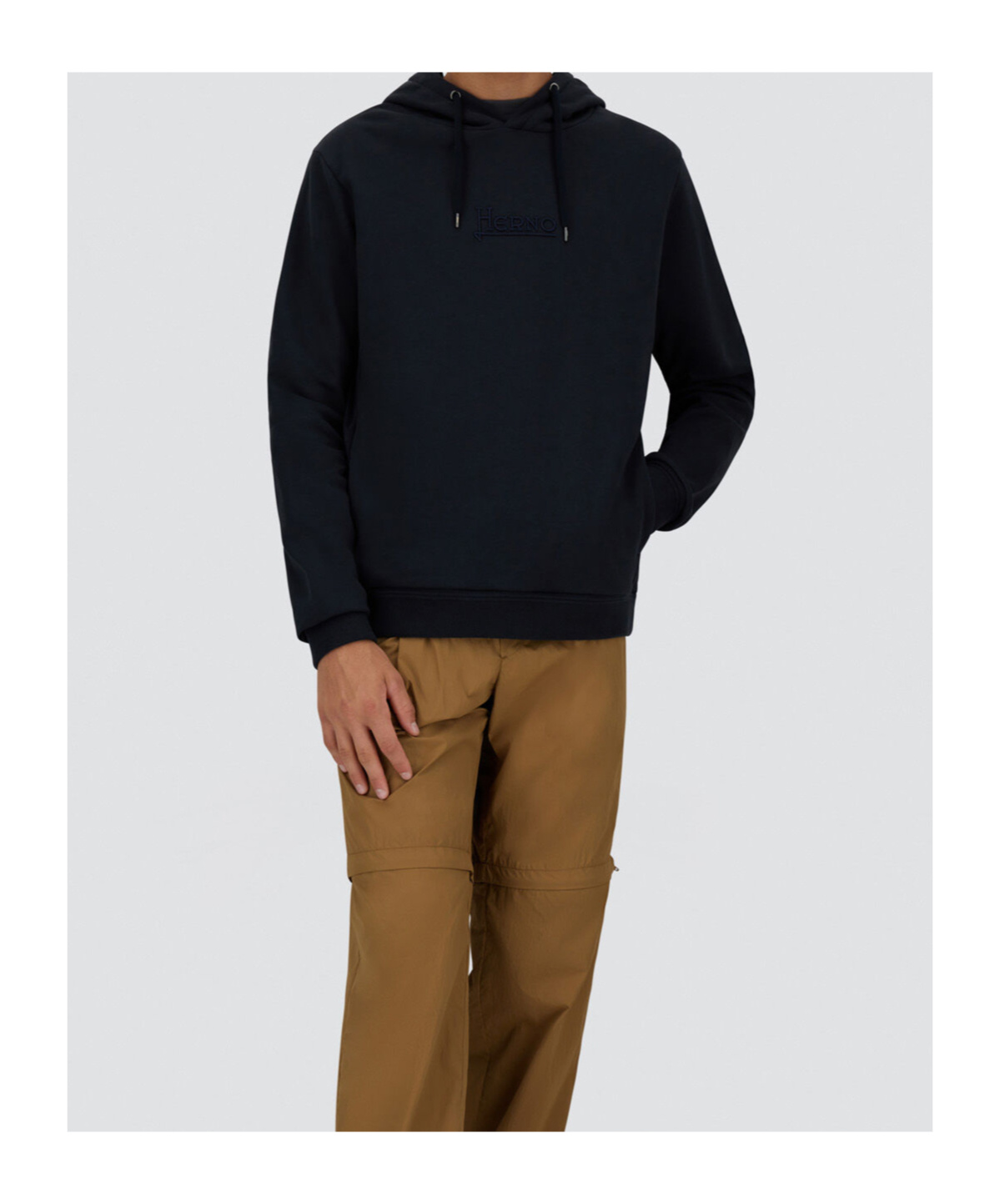 Herno Sweatshirt In Cotton Sweater And Nylon Ultralight In Blue Navy Blue