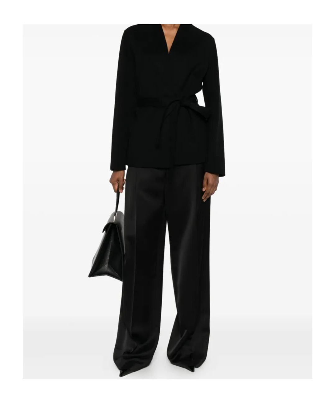 Ermanno Firenze Belted Cropped Coat In Black