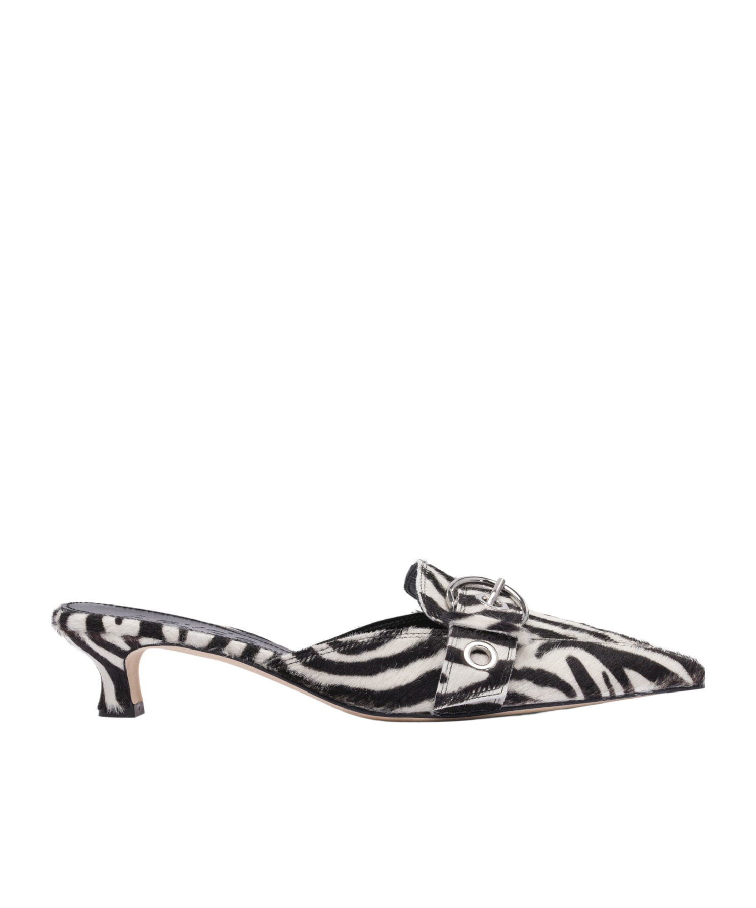 Aeyde Animal Print Kitten Heel Pointed Toe Mules In Black