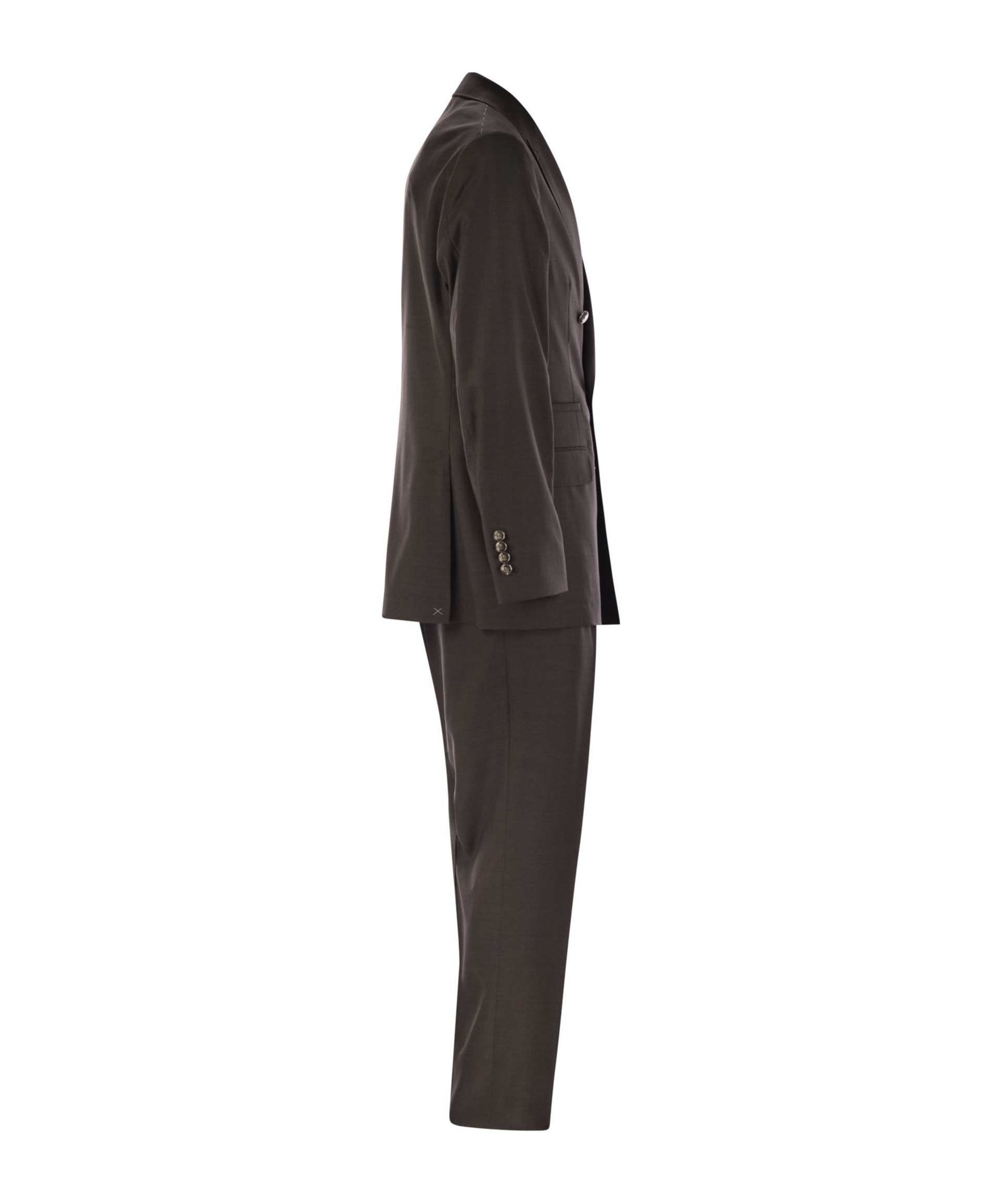 Brunello Cucinelli Men's Set With Chest And Half Jacket And Leisure-fit Trousers With Pleats In Black