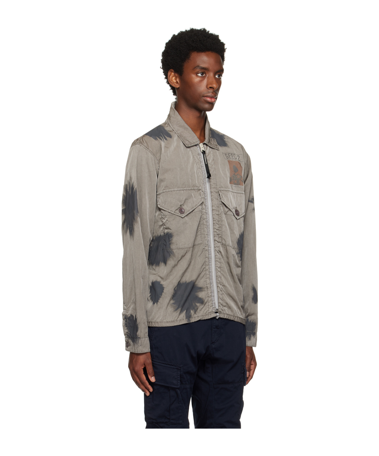 C.p. Company Logo-printed Casual Jacket In Gray