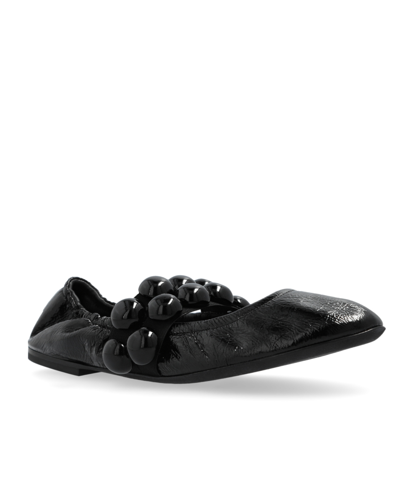 Alaïa Embellished Crinkled-leather Ballet Flats In Black