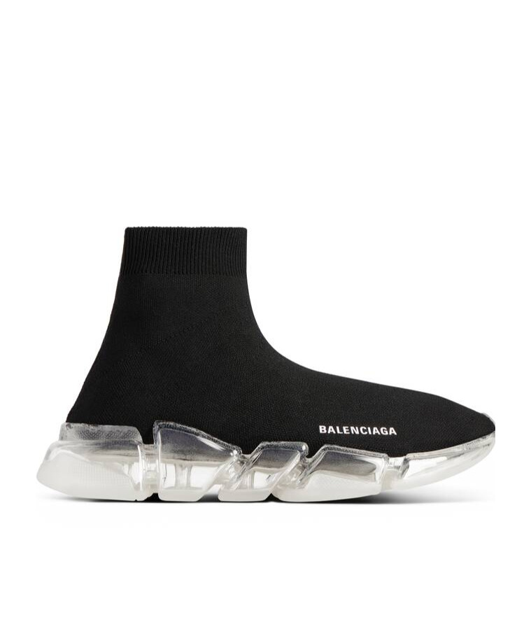 Balenciaga Women's Speed 2.0 Full Clear Sole Recycled Knit Sneaker In Black In Black