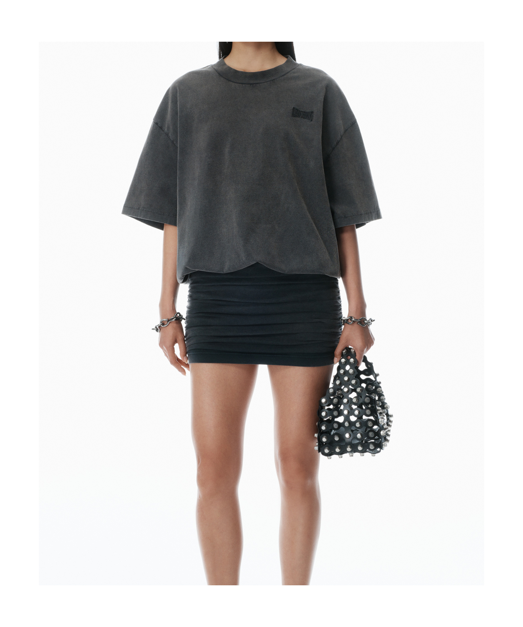 Alexander Wang T-shirtkleid Mit Raffungen In Black
