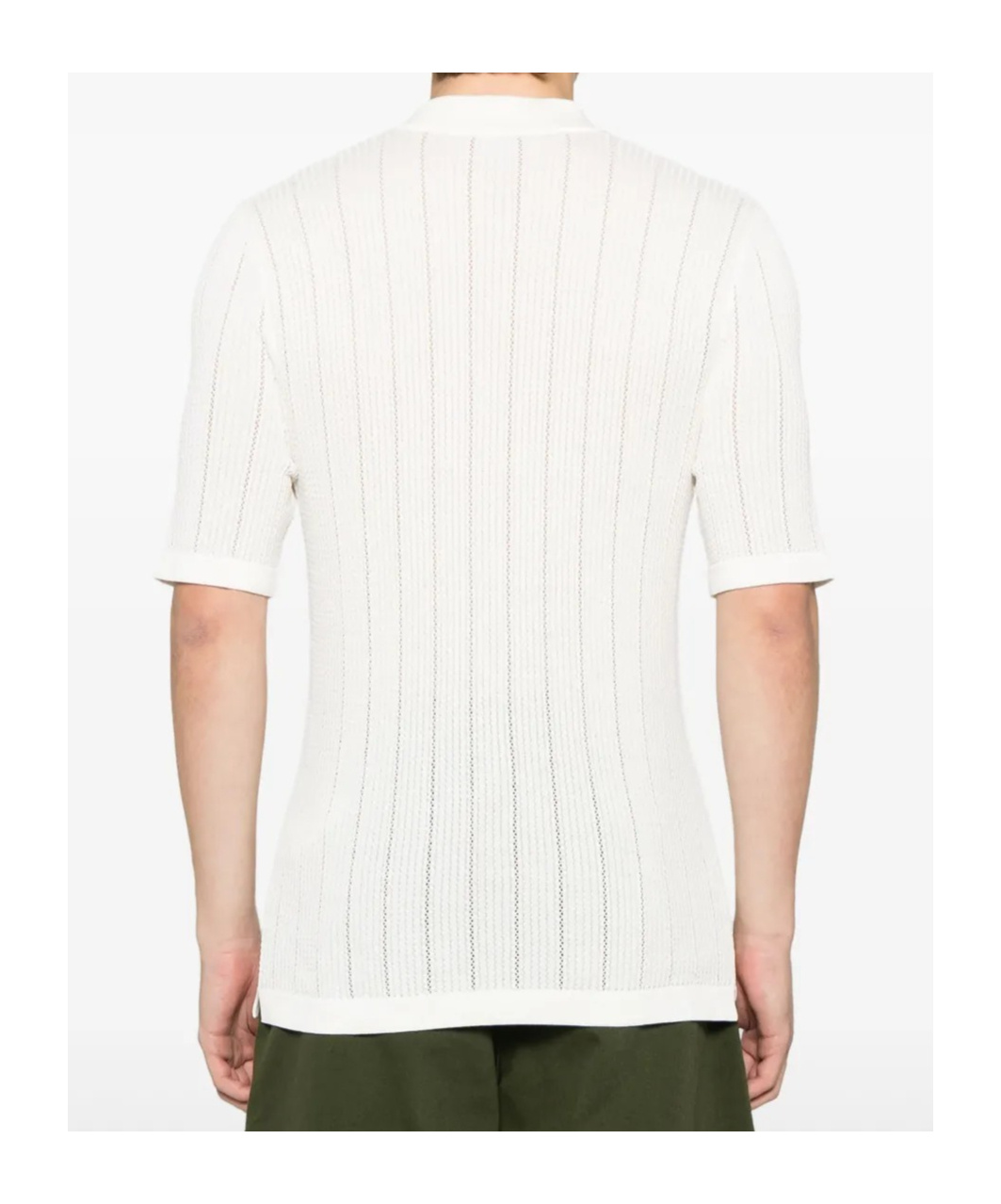 Eleventy Ribbed Knitted Shirt French Collar In White