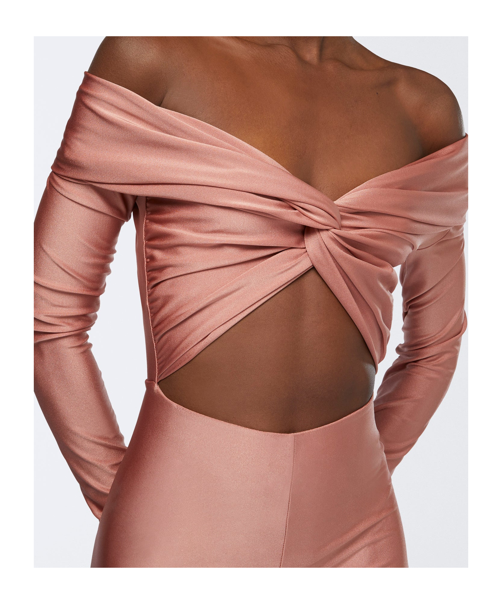 The Andamane Cut-out Fitted Jumpsuit Knot Detail In Nude