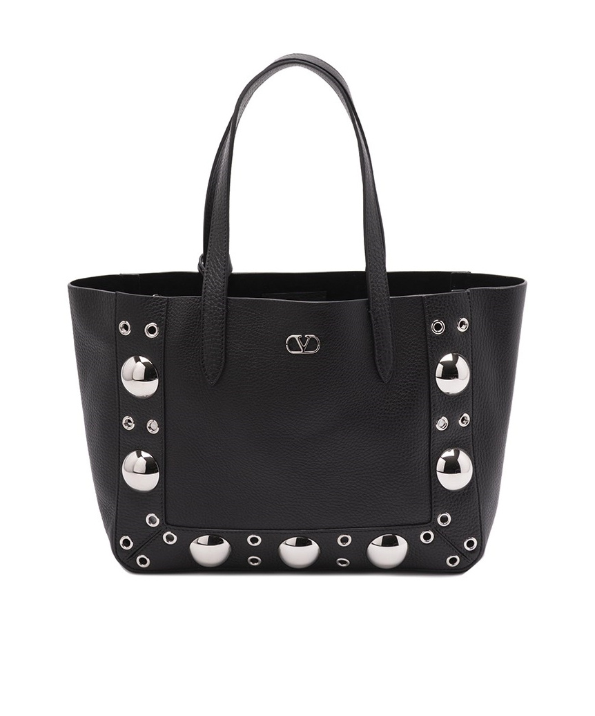 Valentino Logo Shoulder Bag In Black