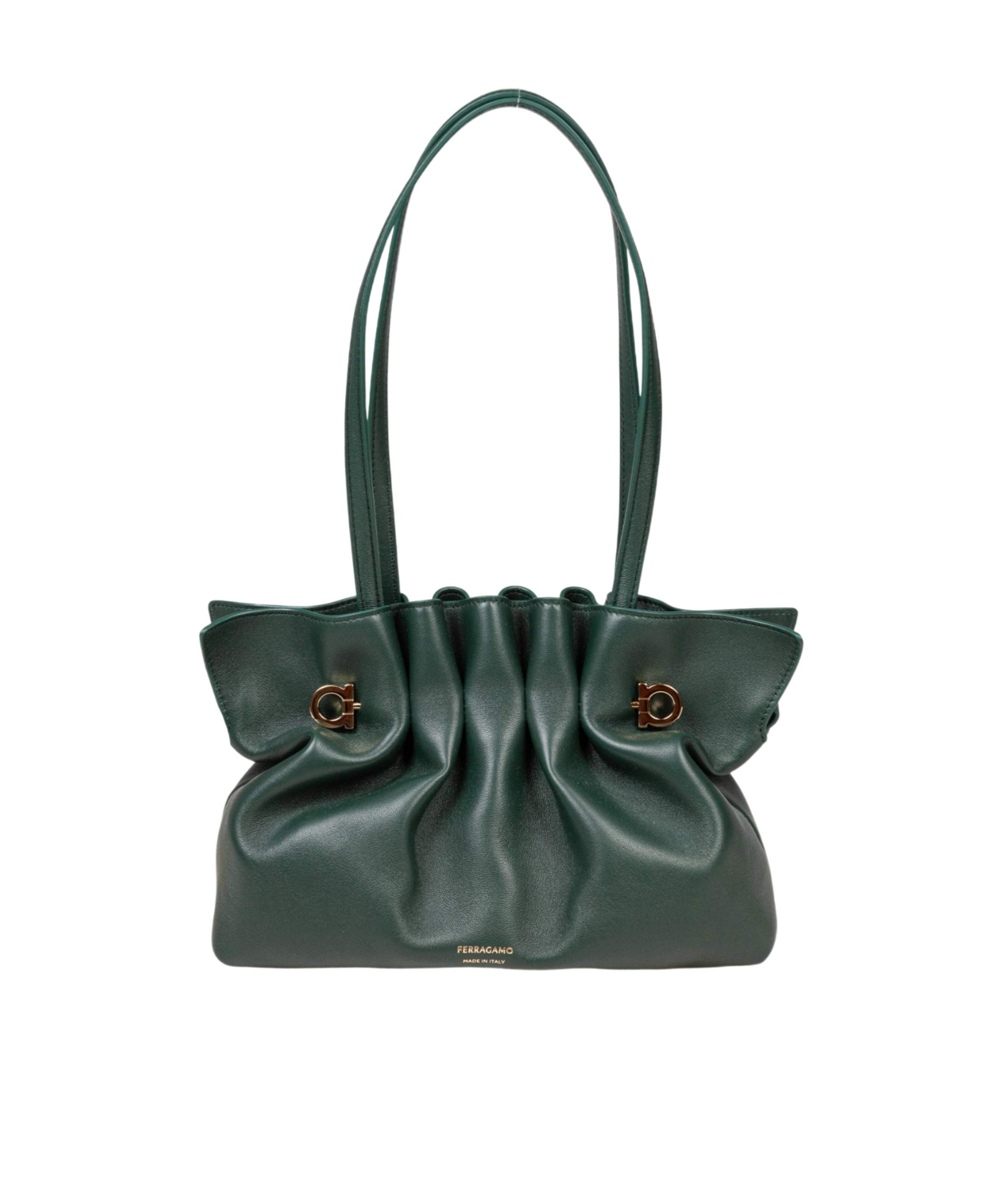 Ferragamo Pleated Handbag In Green