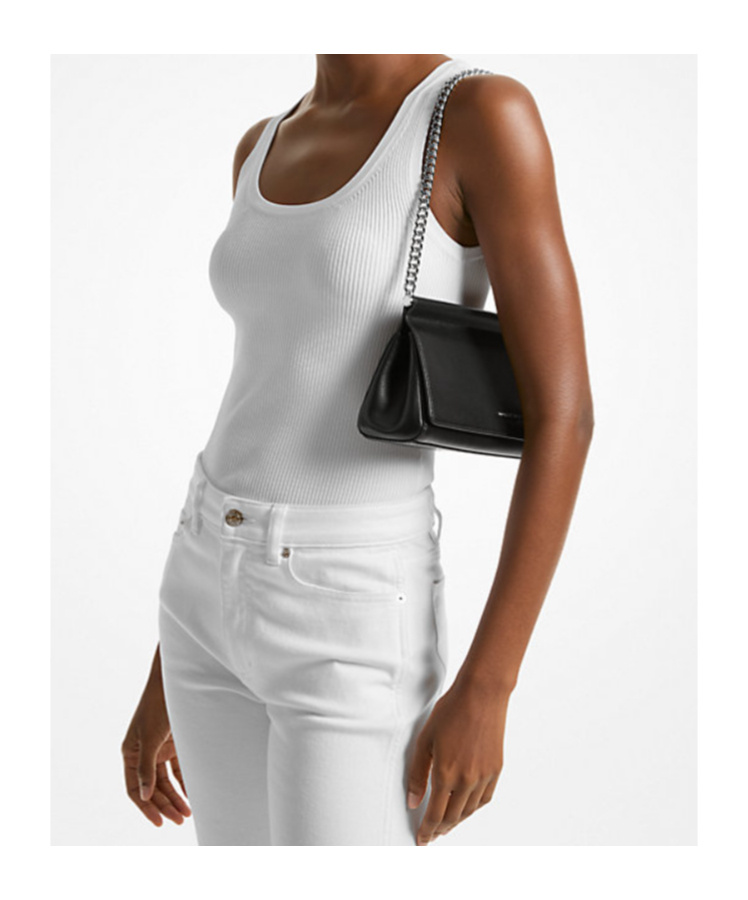Michael Kors Carmine Medium Leather Pochette In Black