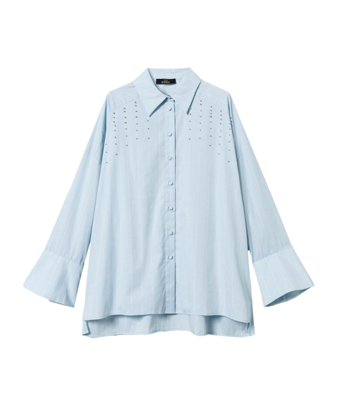 Shop Twinset Bezel Embroidery Poplin Shirt In Blue