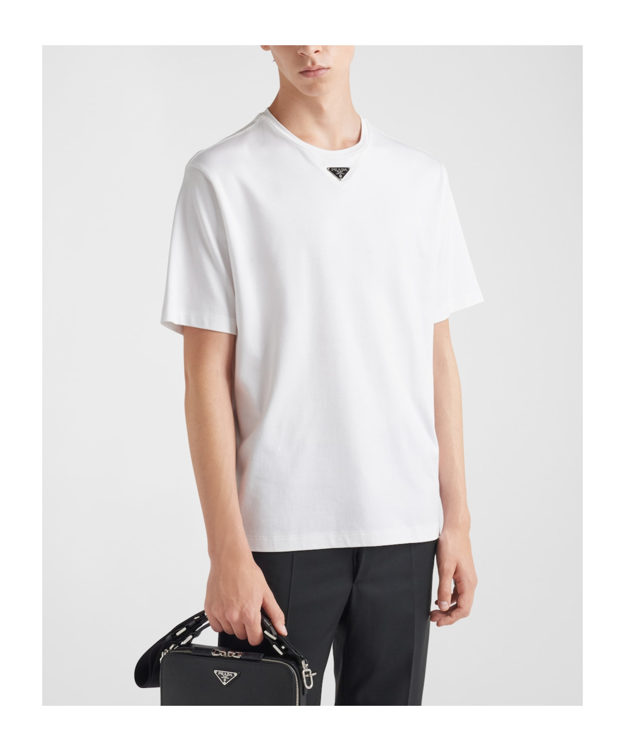 Prada Oversized White Cotton Logo T-shirt In White