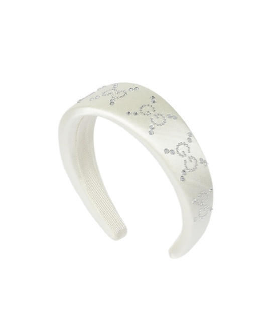 Gucci Gg Crystal Hair Band In White