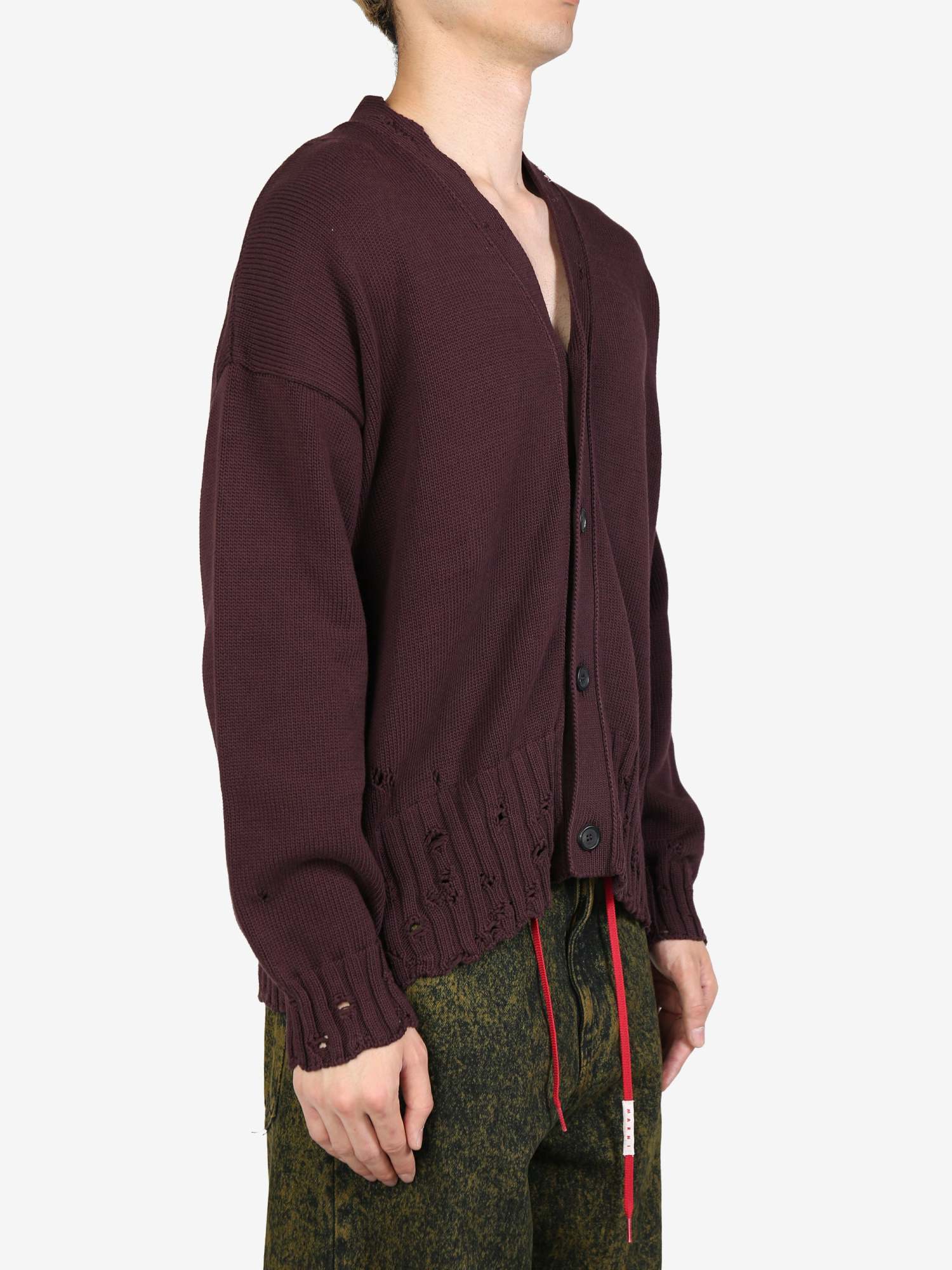 Marni Button V-neck Cardigan In Red