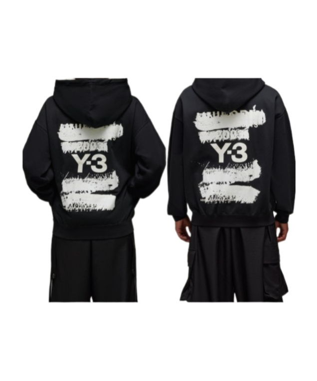 Y-3 Black Cotton And Recycled Polyester Hoodie With White Raglan Stripes In Black