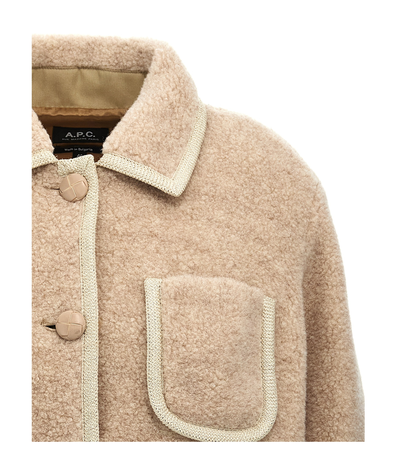 Apc Taupe Esther Faux-shearling Jacket In Nude