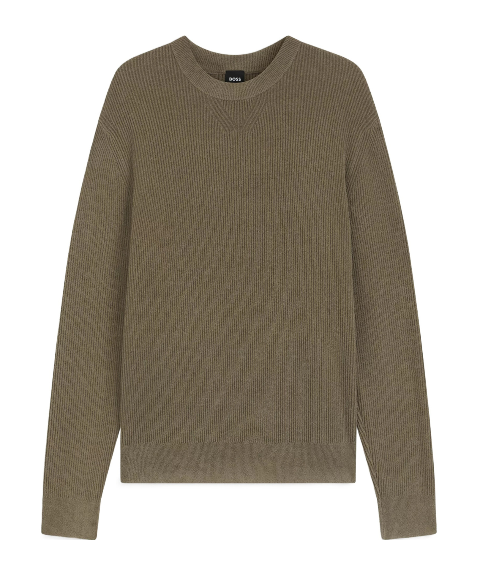 Hugo Boss Regular-fit Sweater With Corduroy Rib In Brown