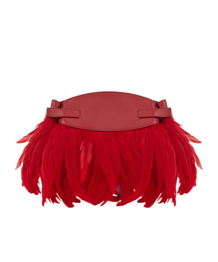 Ferragamo Hug Soft Crossbody Bag With Feathers (xs) In Red