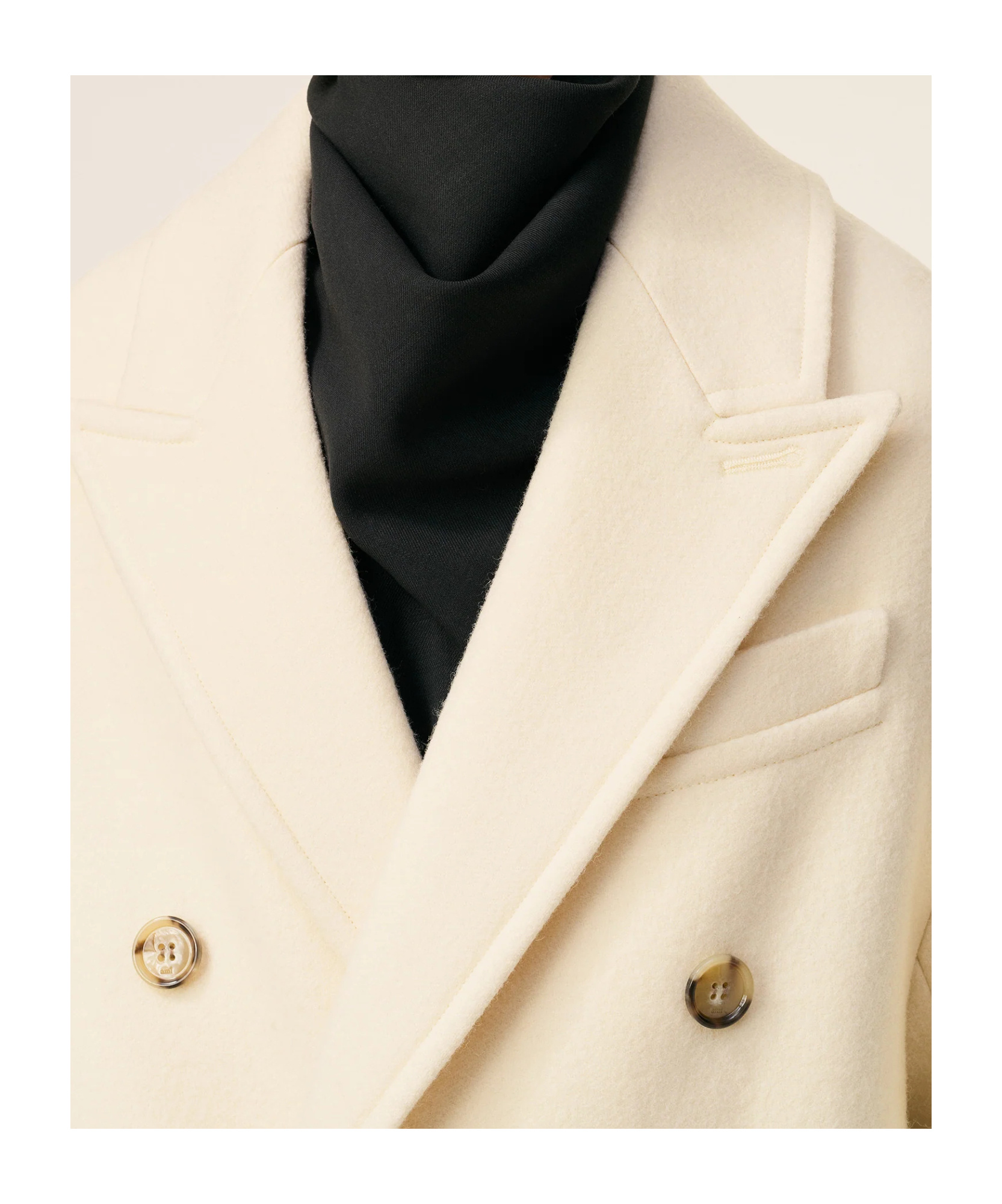 Ami Alexandre Mattiussi White Wool Double Breasted Long Coat White In Neutral