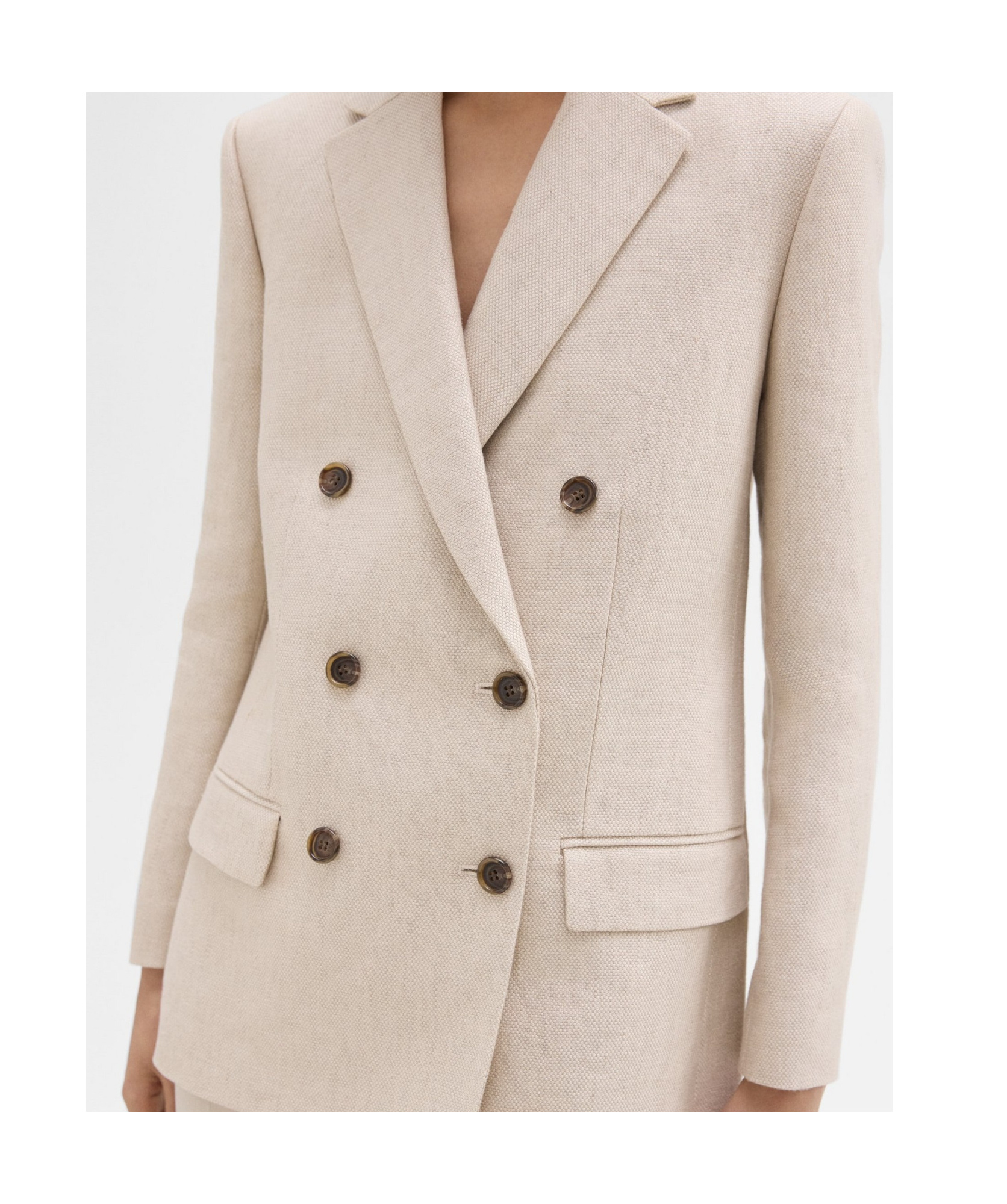 Shop Theory Double-breasted Blazer In White