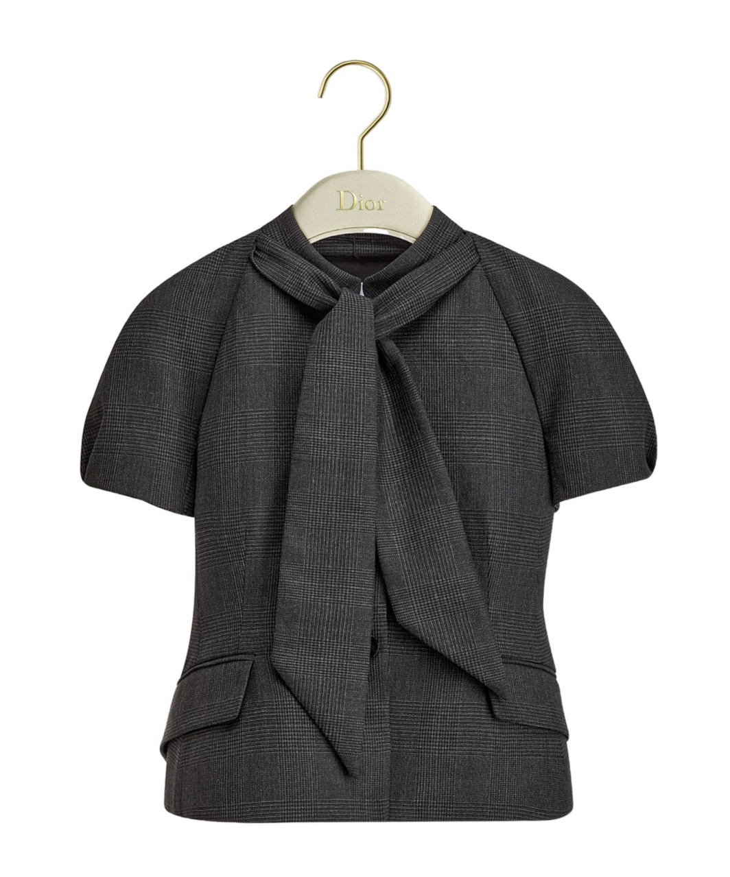 Dior Short-sleeved Tie-collar Jacket In Black