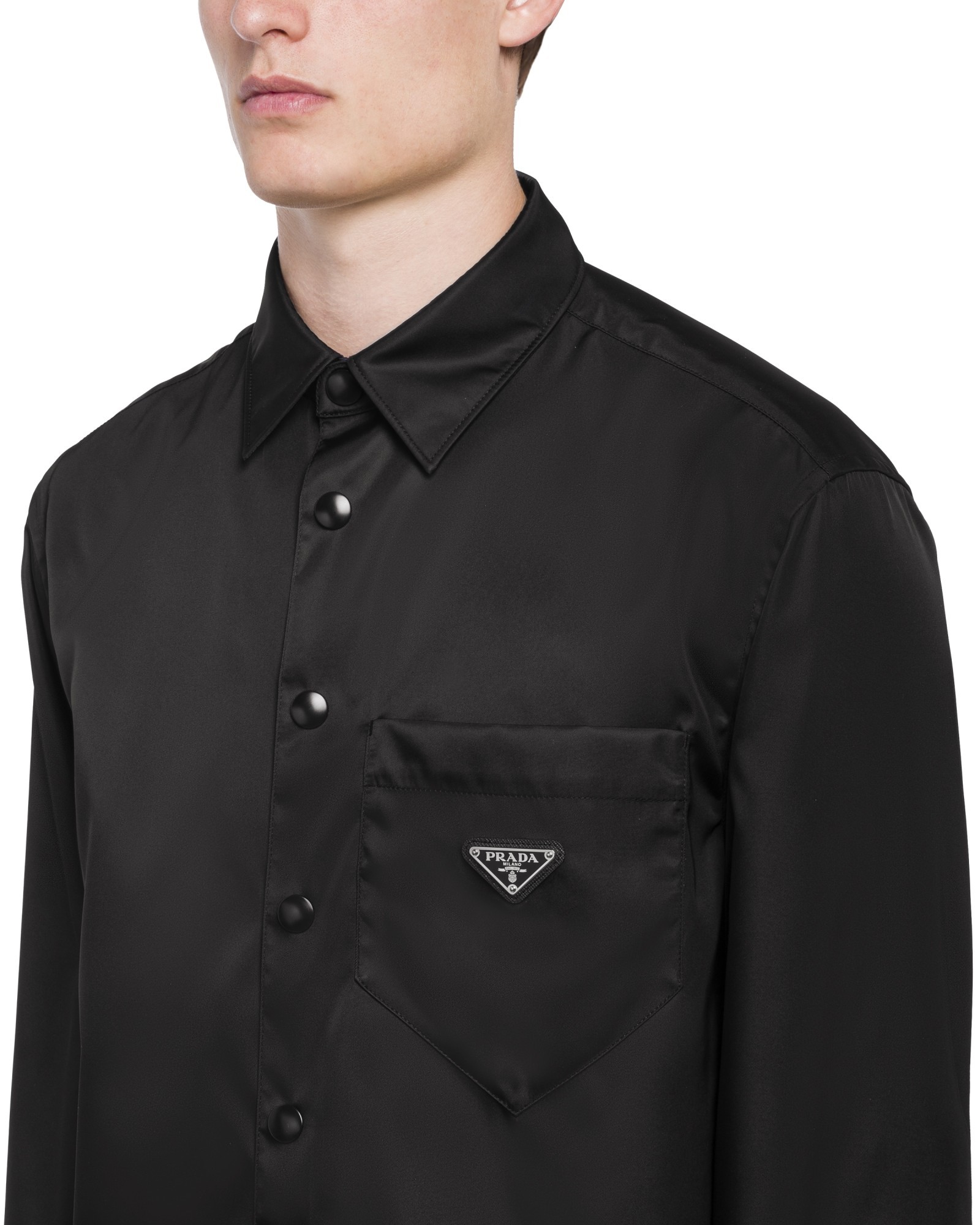 Shop Prada Re-nylon Shirt In Black