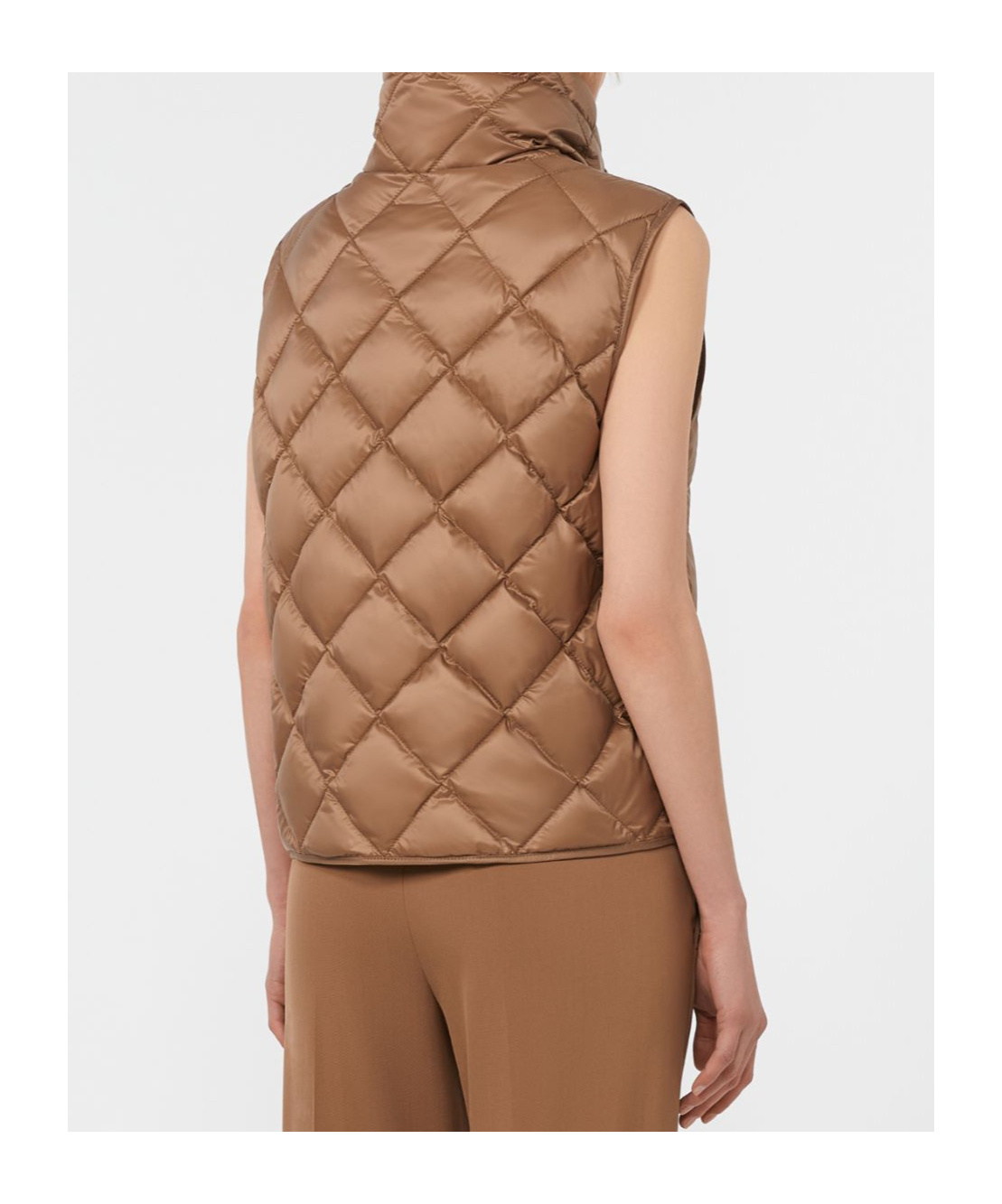 Max Mara Water-repellent Nylon Canvas Gilet In Brown