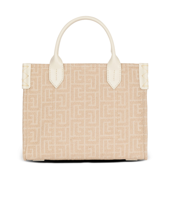 Balmain B-army Small Monogrammed Canvas And Leather Tote Bag