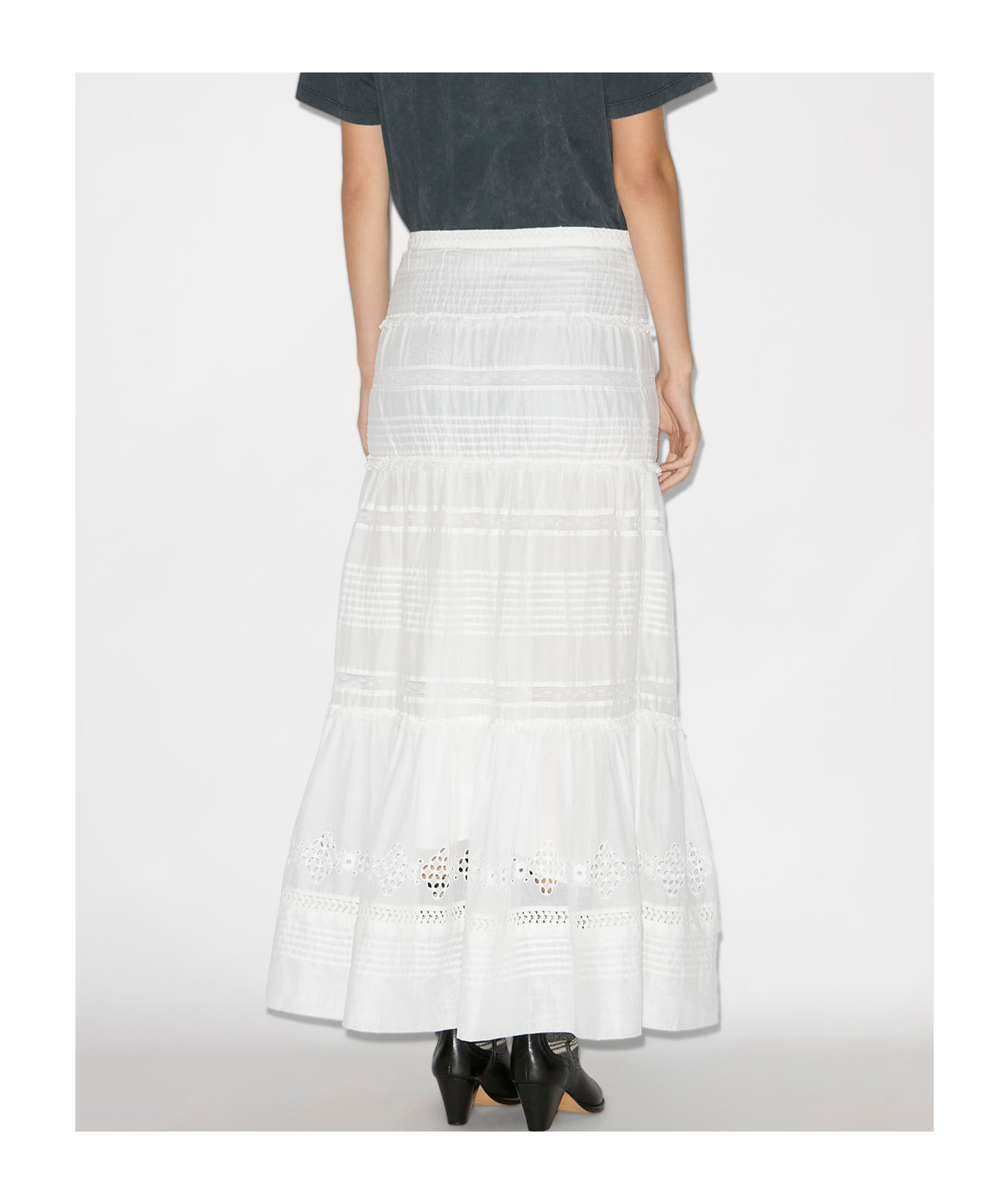 Isabel Marant Étoile White Cotton Voile Dusta Long Skirt In White