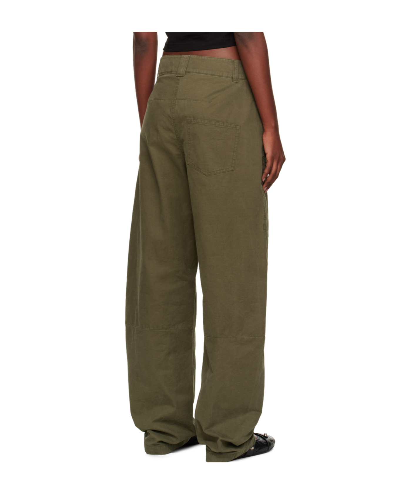 We11 Done Khaki Curved Trousers In Green