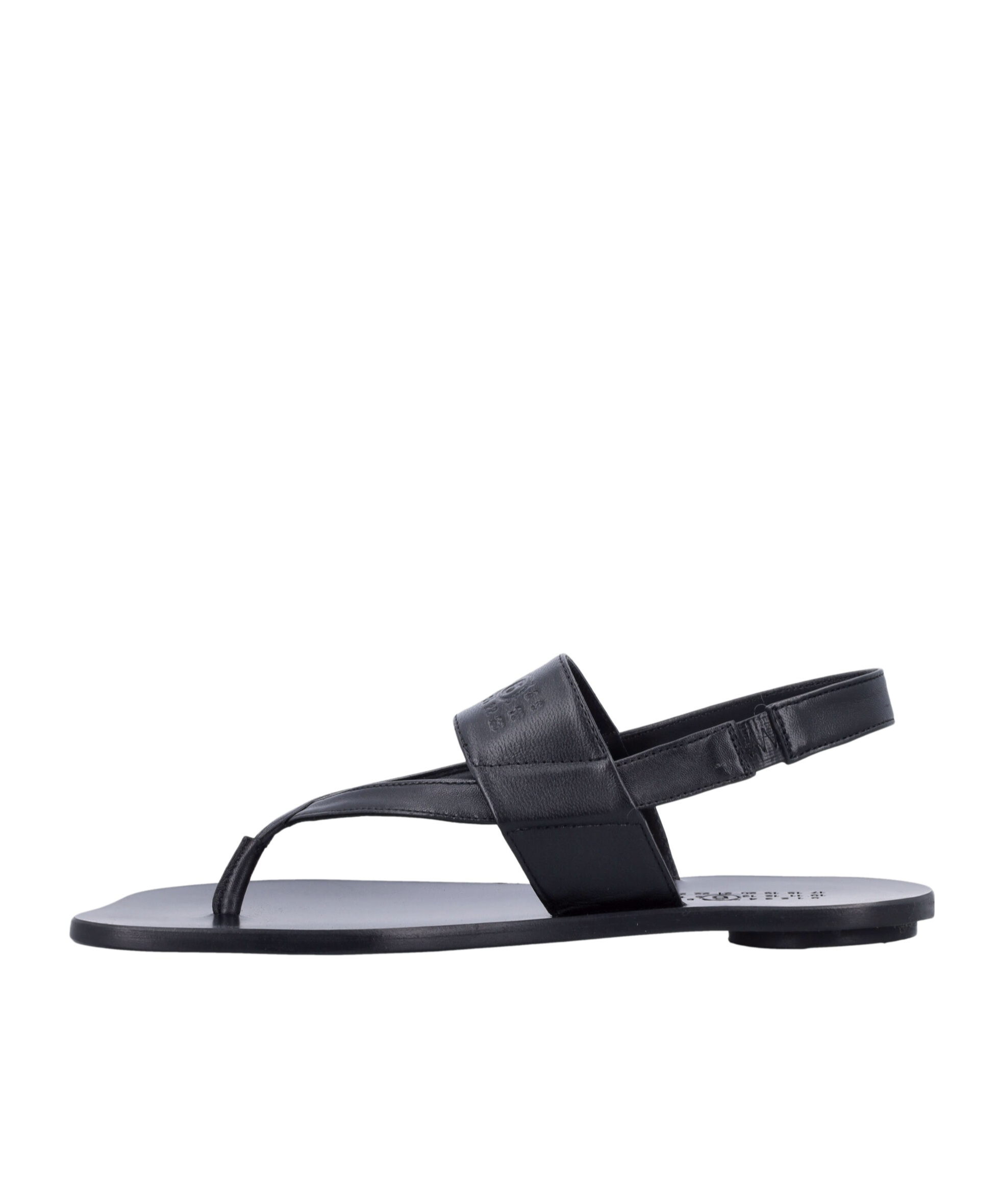 Shop Mm6 Maison Margiela Logo-debossed Leather Sandals In Black
