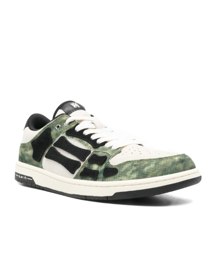 Amiri Camo Skel Lace-up Sneakers In Green