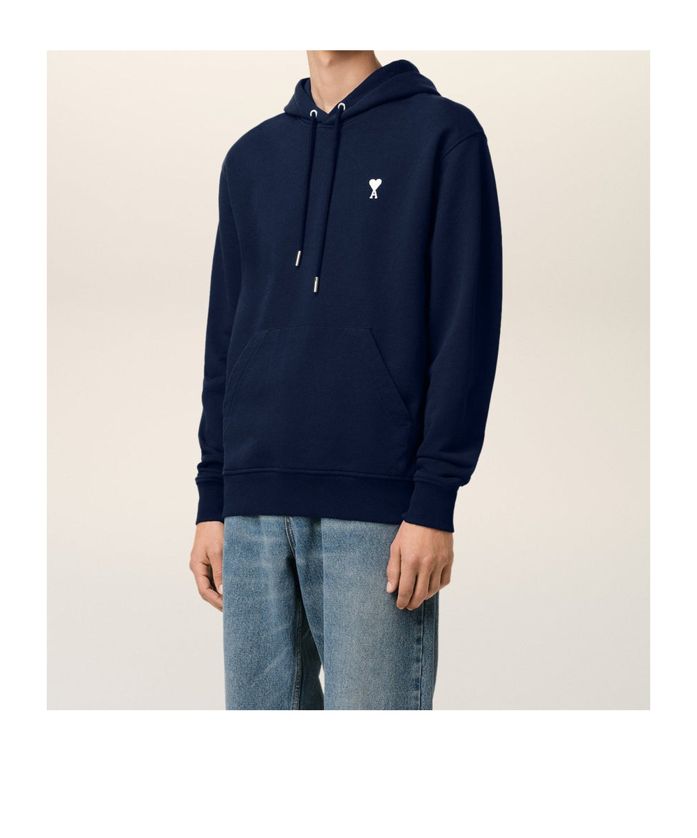 Ami Alexandre Mattiussi Heart Hoodie Kangaroo Pockets In Black