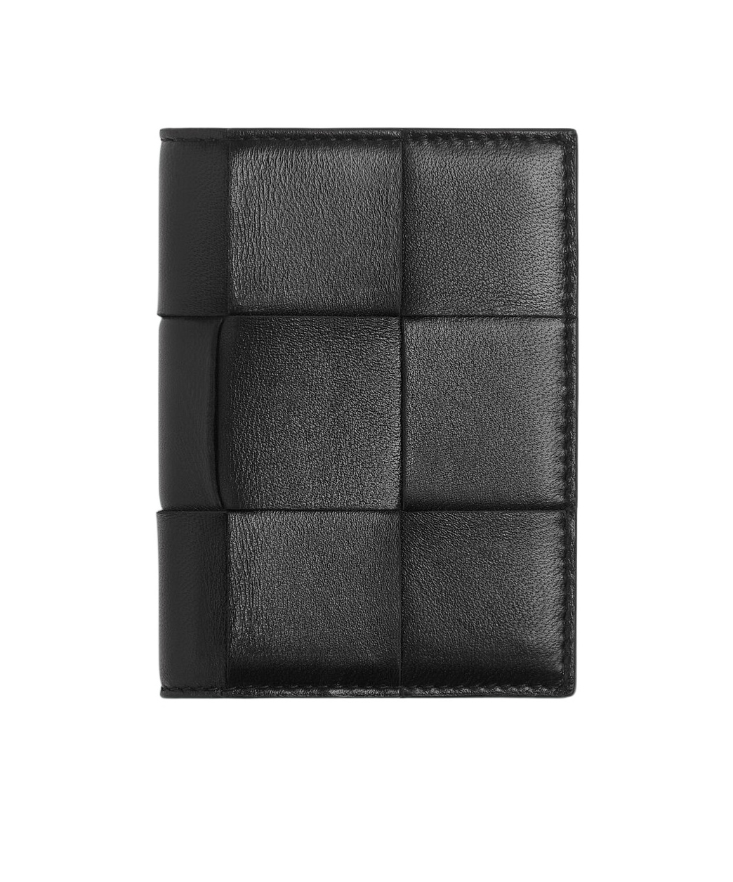 Bottega Veneta Cassette Woven Pattern Card Holder In Black