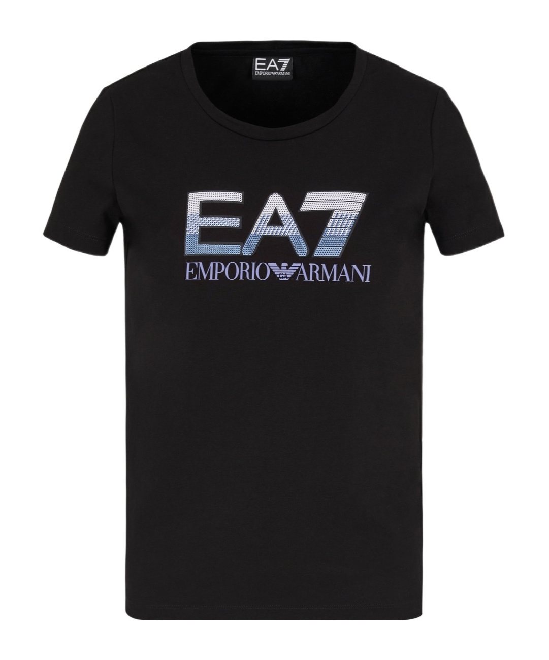 Ea7 Logo Series Stretch-cotton Crew-neck T-shirt With Sequin Logo In Black