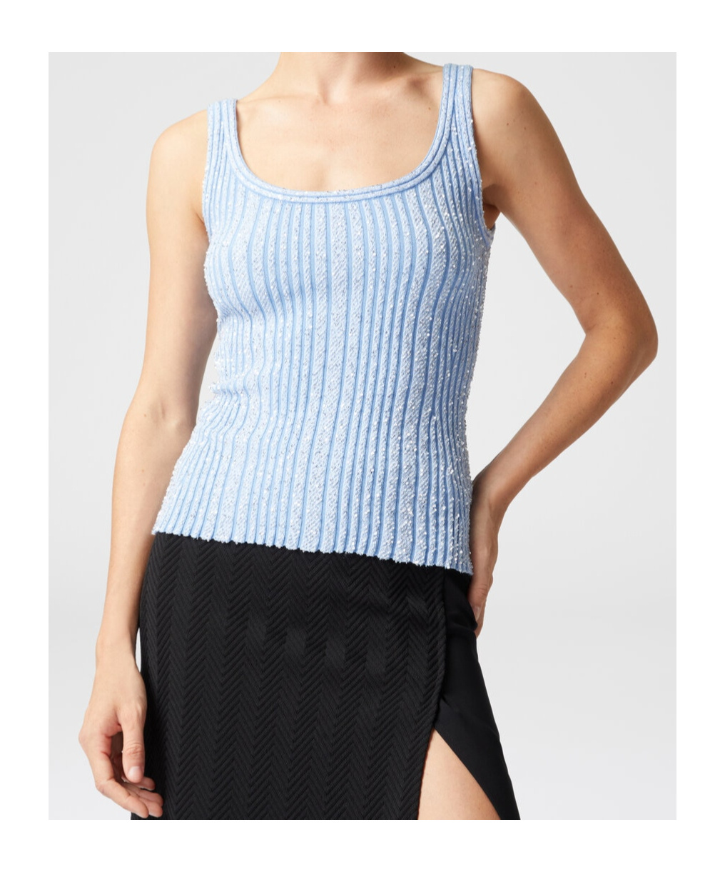 Shop Missoni Sequin-embellished Top In Blue