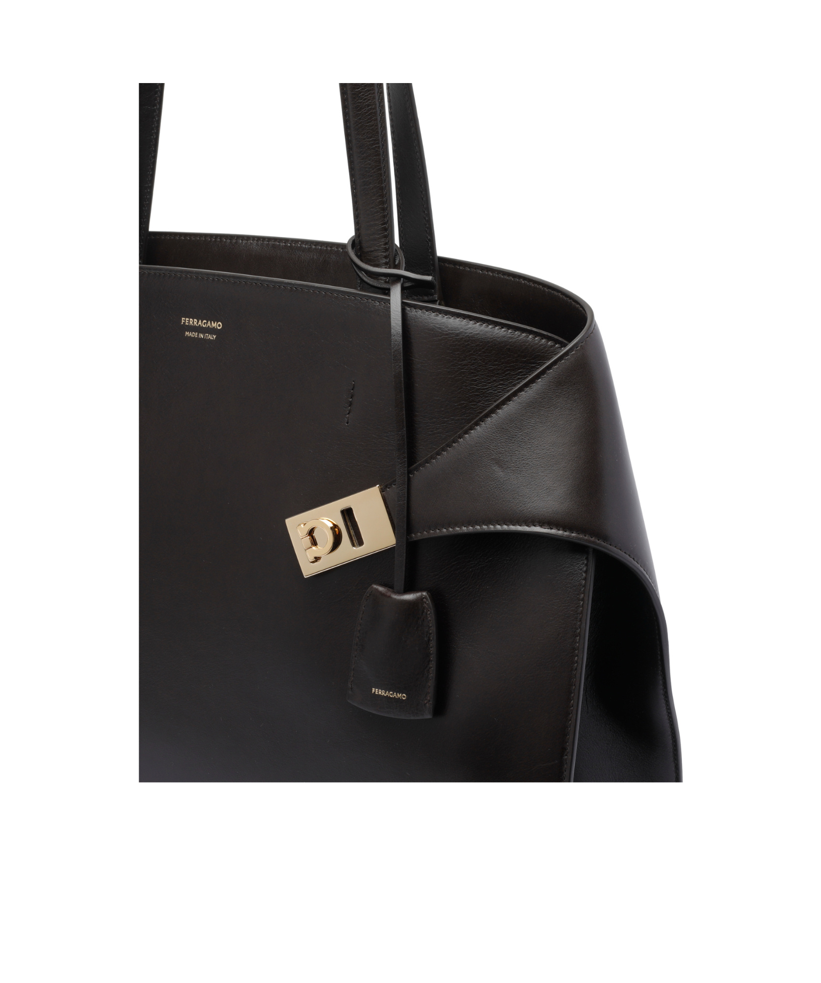 Ferragamo Leather Shoulder Bag Featuring Dual Straps In Black