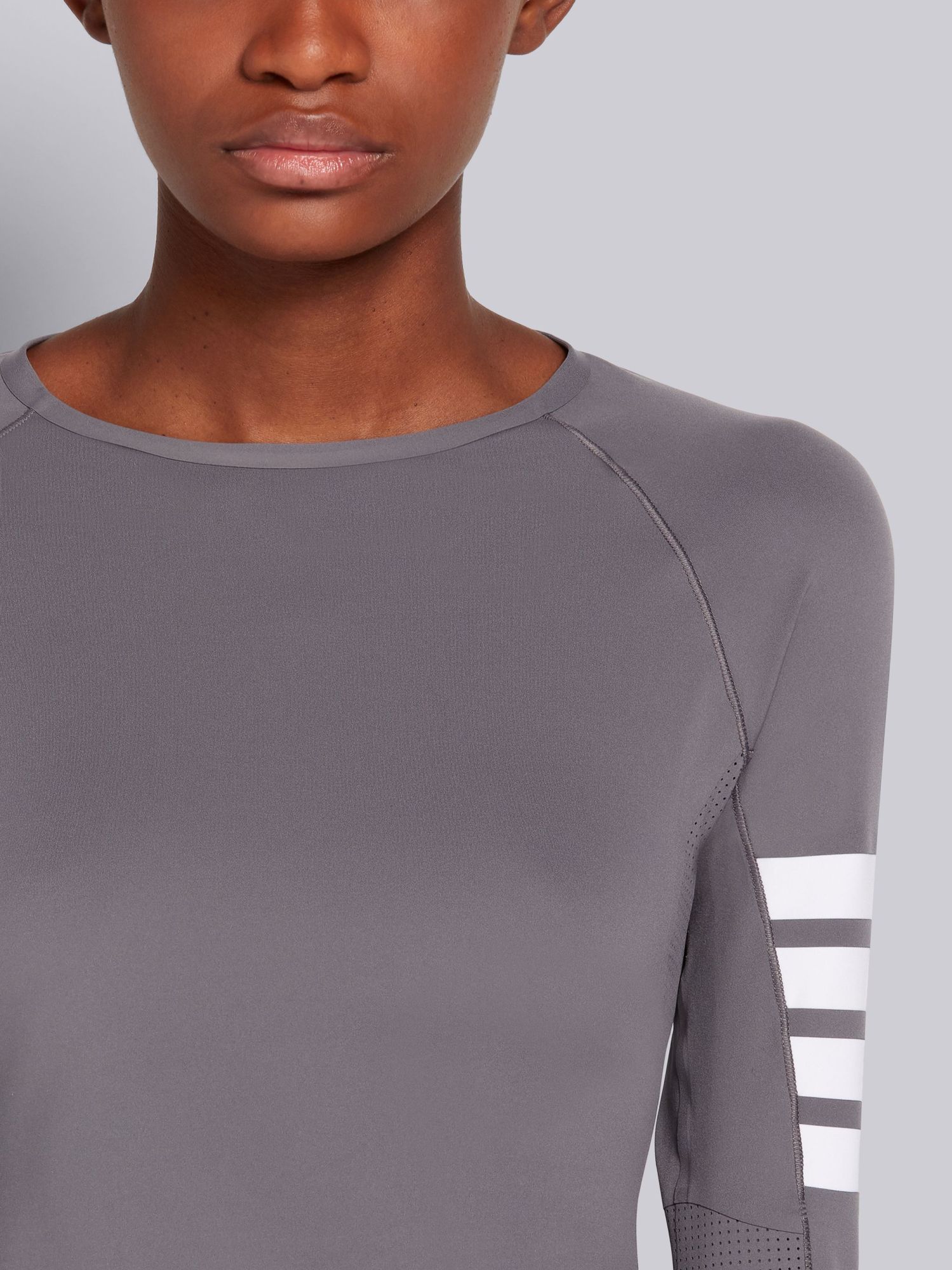 Thom Browne 4-bar Compression Long Sleeve Top In Gray