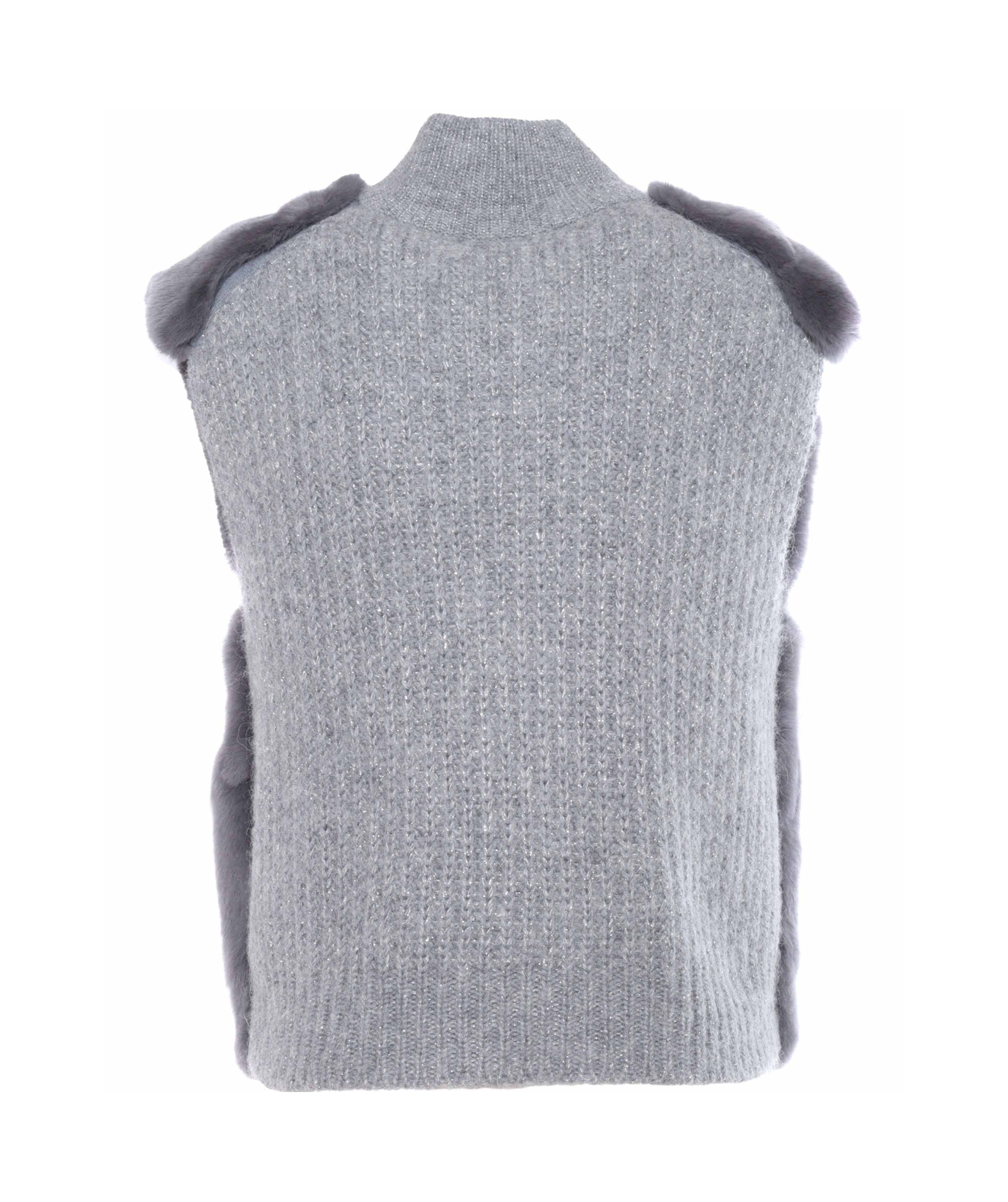 Shop Peserico Faux-fur Knitted Vest In Gray