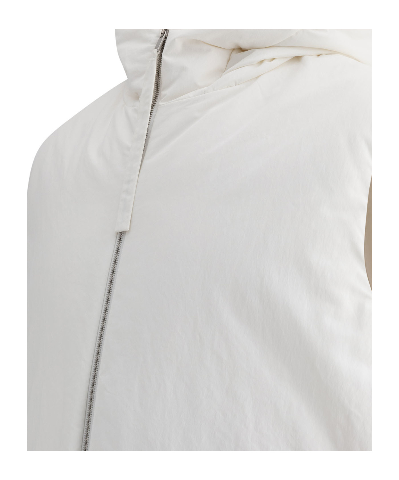 Jil Sander Padded Sleeveless Jacket With High Collar And Zip Closure In White