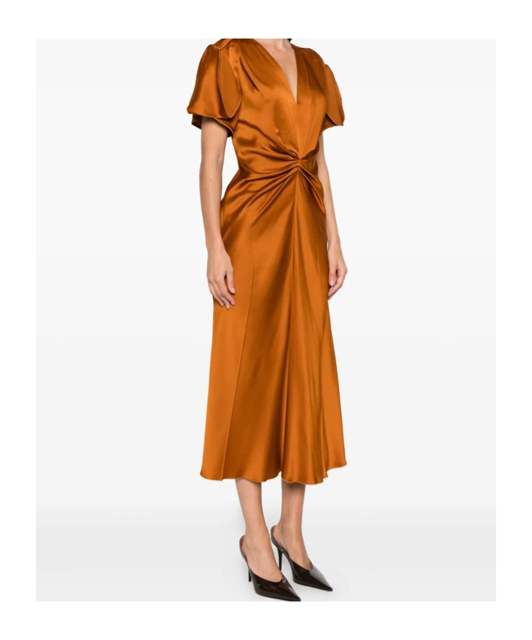 Victoria Beckham Midi Dress With V Neck And Ruched Detail In Animal Print