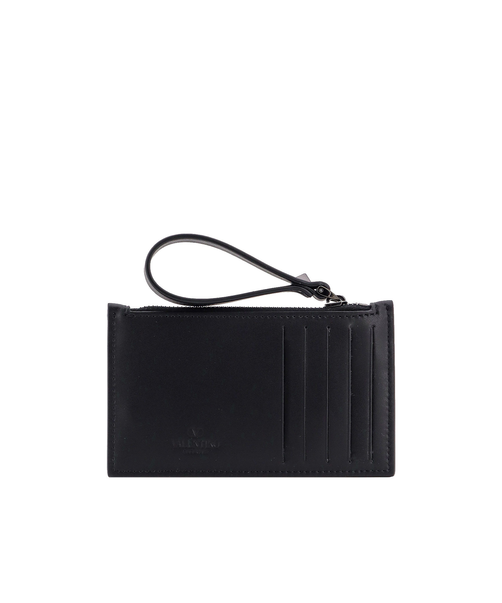 Valentino Garavani Rockstud Zip-up Wallet In Black