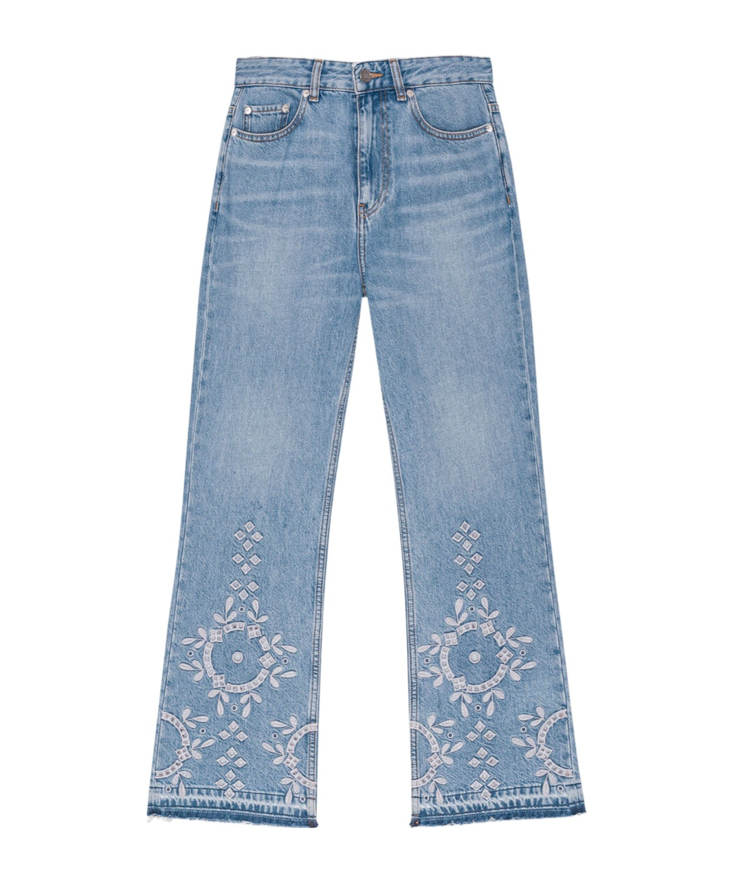 Ganni Jeans Mit Lochstickerei In Blue