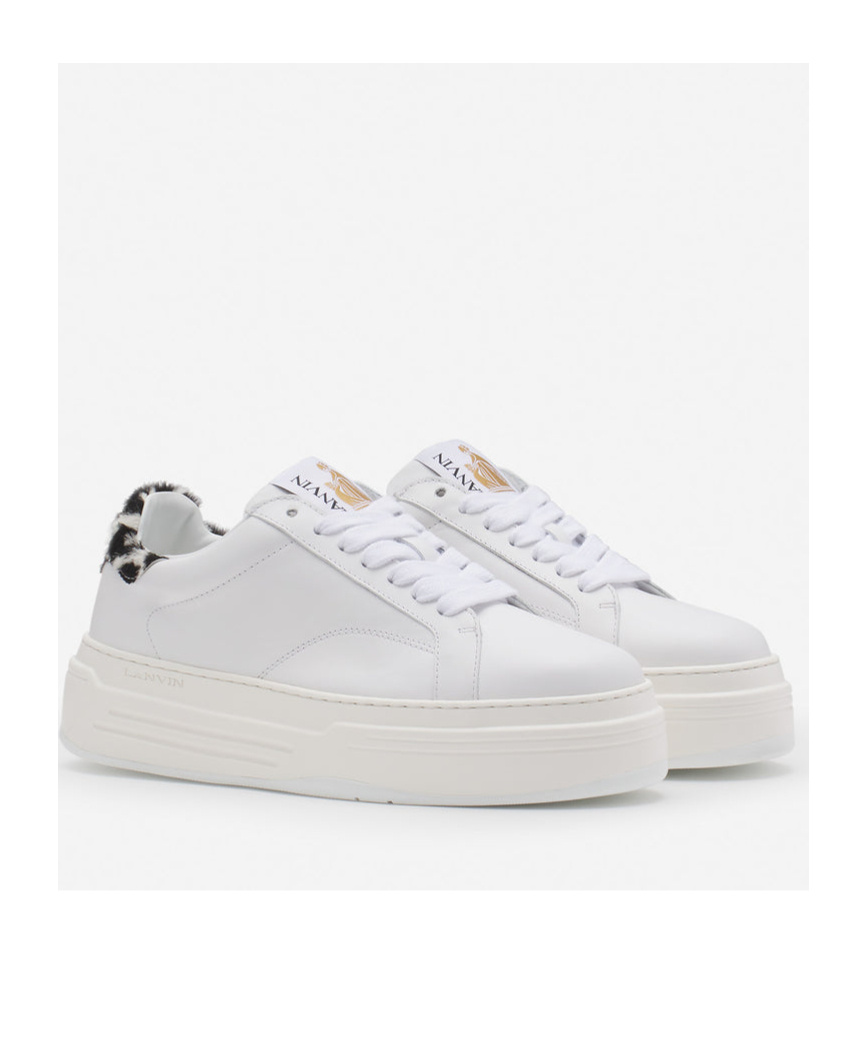 Lanvin Ddb0 Leather Platform Sneakers For Women In White