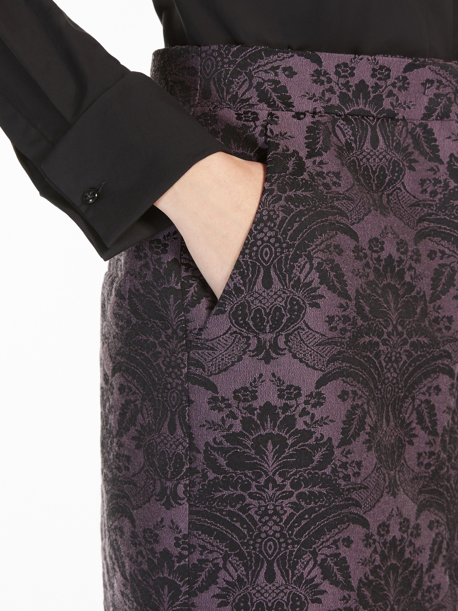 Max Mara Jacquard Technology Wool Miniskirt In Black