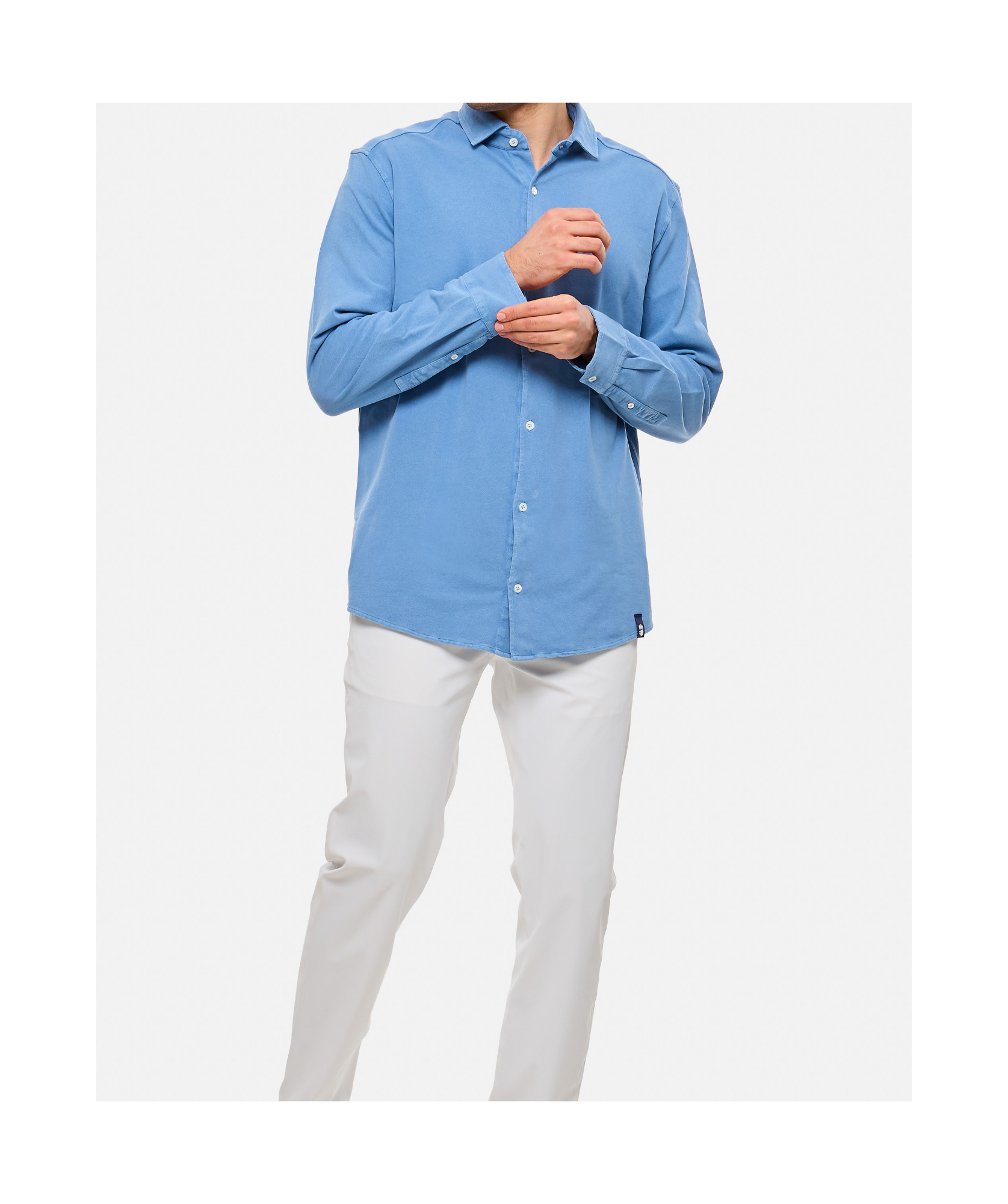 Drumohr Piquet Shirt In Sky Blue