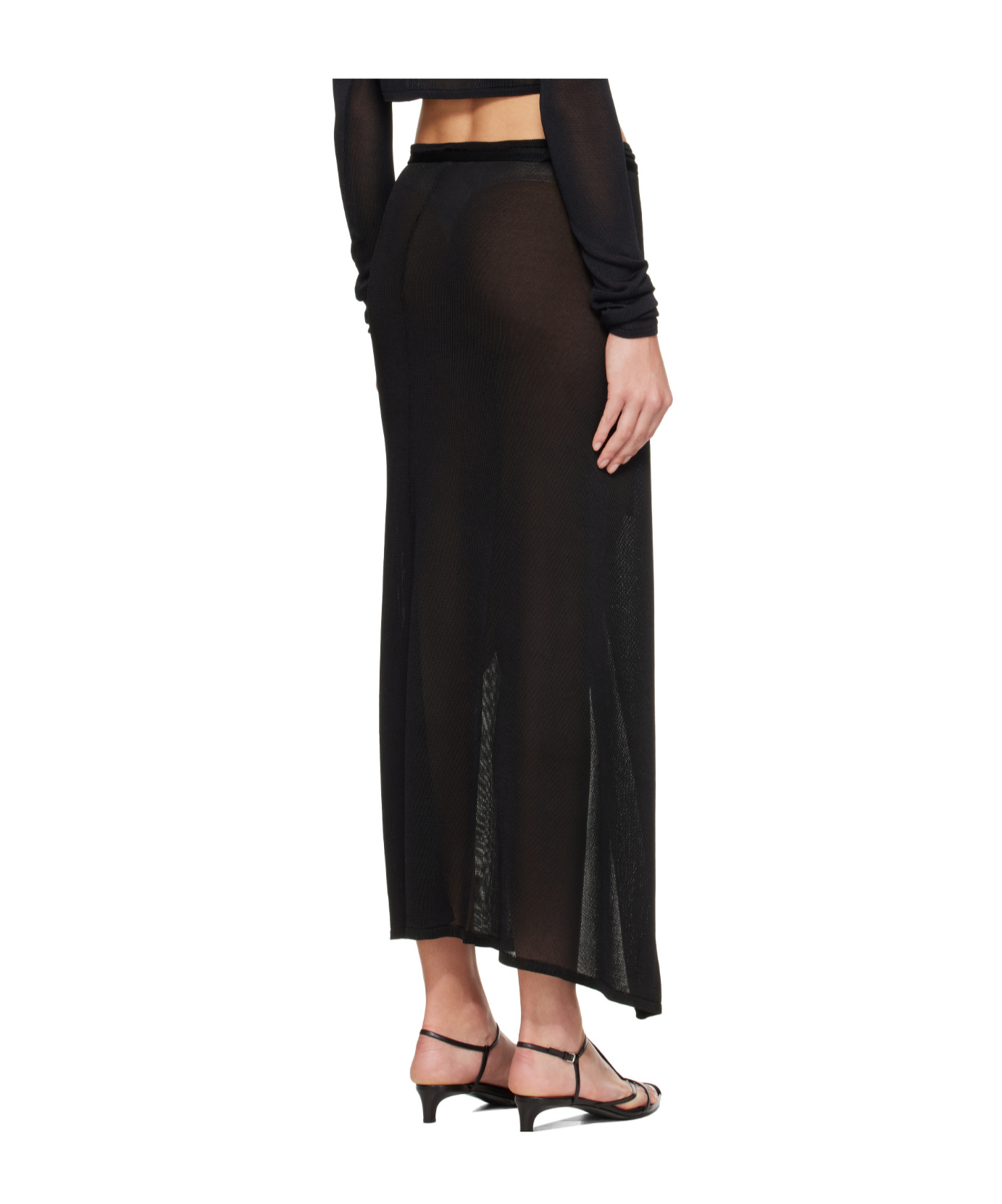 The Frankie Shop Alsen Thin Knit Wrap Maxi Skirt In Black